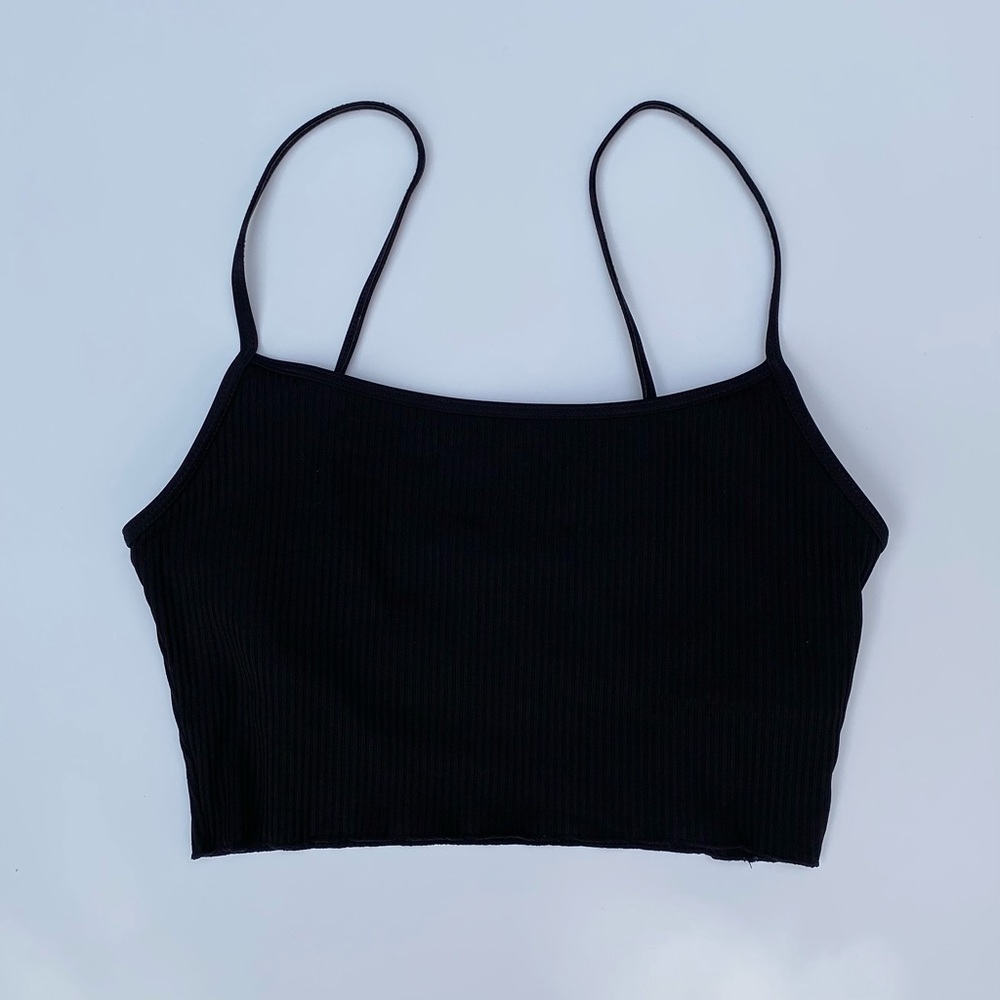 Black Ribbed Camisole Crop Top